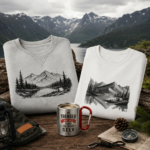 VILD NATURE premium outdoor collection med crewneck, t-skjorte og metallkopp i norsk fjellandskap