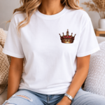 Hvit oversized t skjorte med dronning motiv