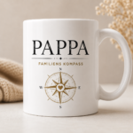Pappa krus med teksten Familiens kompass og kompassmotiv