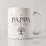 Personlig pappa krus med teksten Styrken bak familien